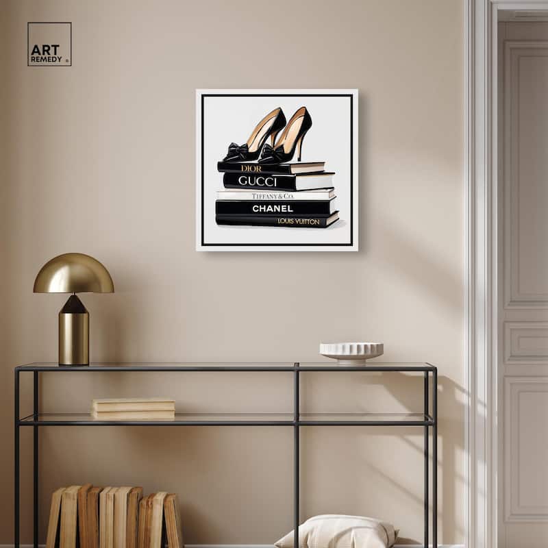 Ink Books and Heels Canvas by Art Remedy, Gallery Wrapped