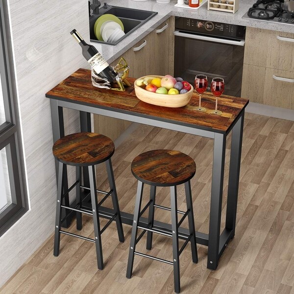 Small Space Living Room Breakfast Nook Black Dining Room Counter Height Dining Table Set With 2 Bar Stools For Kitchen Flashtk 3 Piece Pub Table Set Table Chair Sets