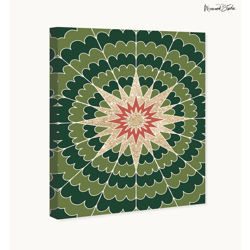 Wynwood Studio Canvas Holiday and Seasonal Burst into Christmas Green Glam Wall Art Canvas Print
