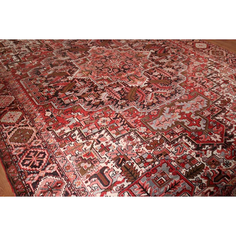 Blue Heriz Vintage Persian Area Rug Handmade Wool Carpet - 9'3" x 12'10"