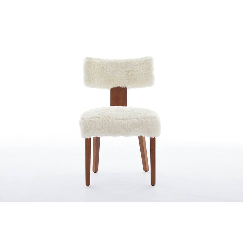 Set of 2 Modern Armless Dining Chairs With Curved backrest and Solid Wooden Legs for Dining Room Living Room