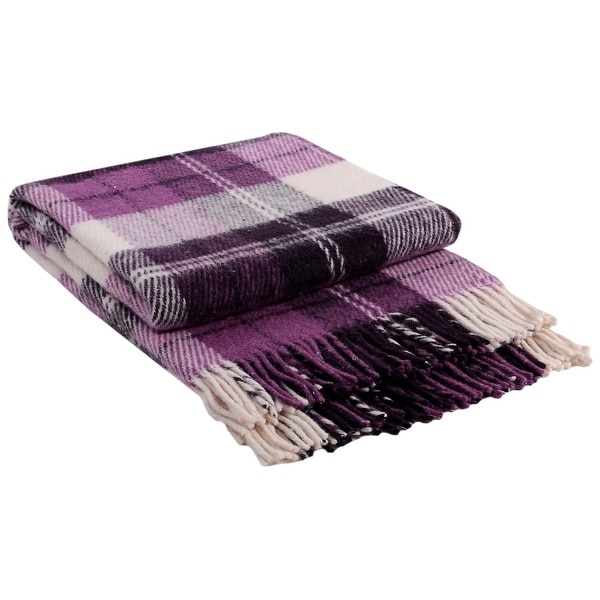 STP Goods - Elf Lilac Tartan / Plaid New Zealand Lambswool Throw. Opens flyout.