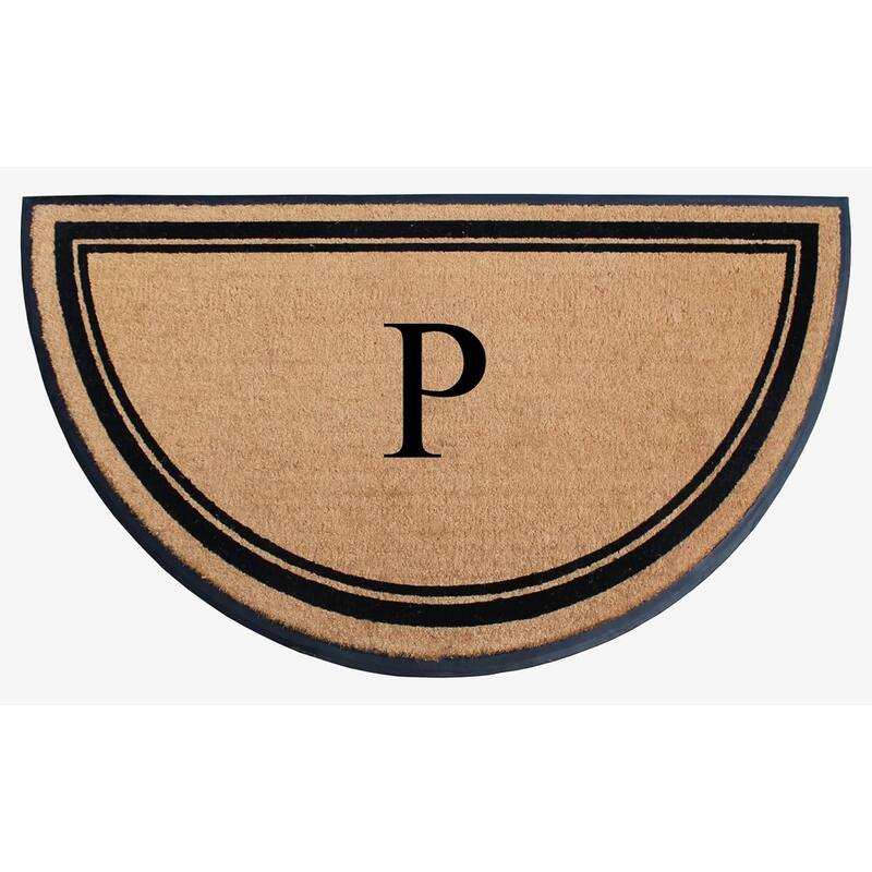 A1HC Natural Coir & Rubber Hand Flocked Thick Durable Monogrammed Doormats, 36" x 72" - Beige Picture Frame - P
