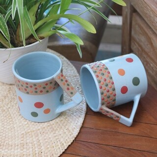 Novica Handmade Rainbow Dots Ceramic Mugs (Pair)