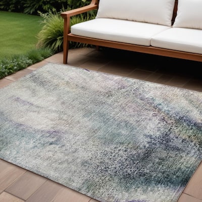 Bane Artistic Abstract Weather Resistant Sleek Contemporary Outdoor Rug