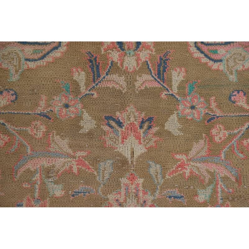 Hand Knotted Oriental 100% Wool Carpet Traditional Floral Green Mashad Area Rug - 9' 7'' X 6' 0''
