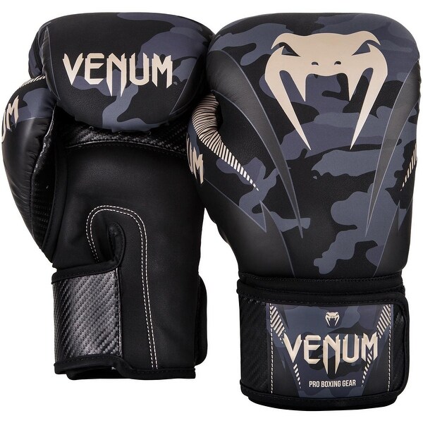 Gray//Black Venum Impact Hook and Loop Training Boxing Gloves