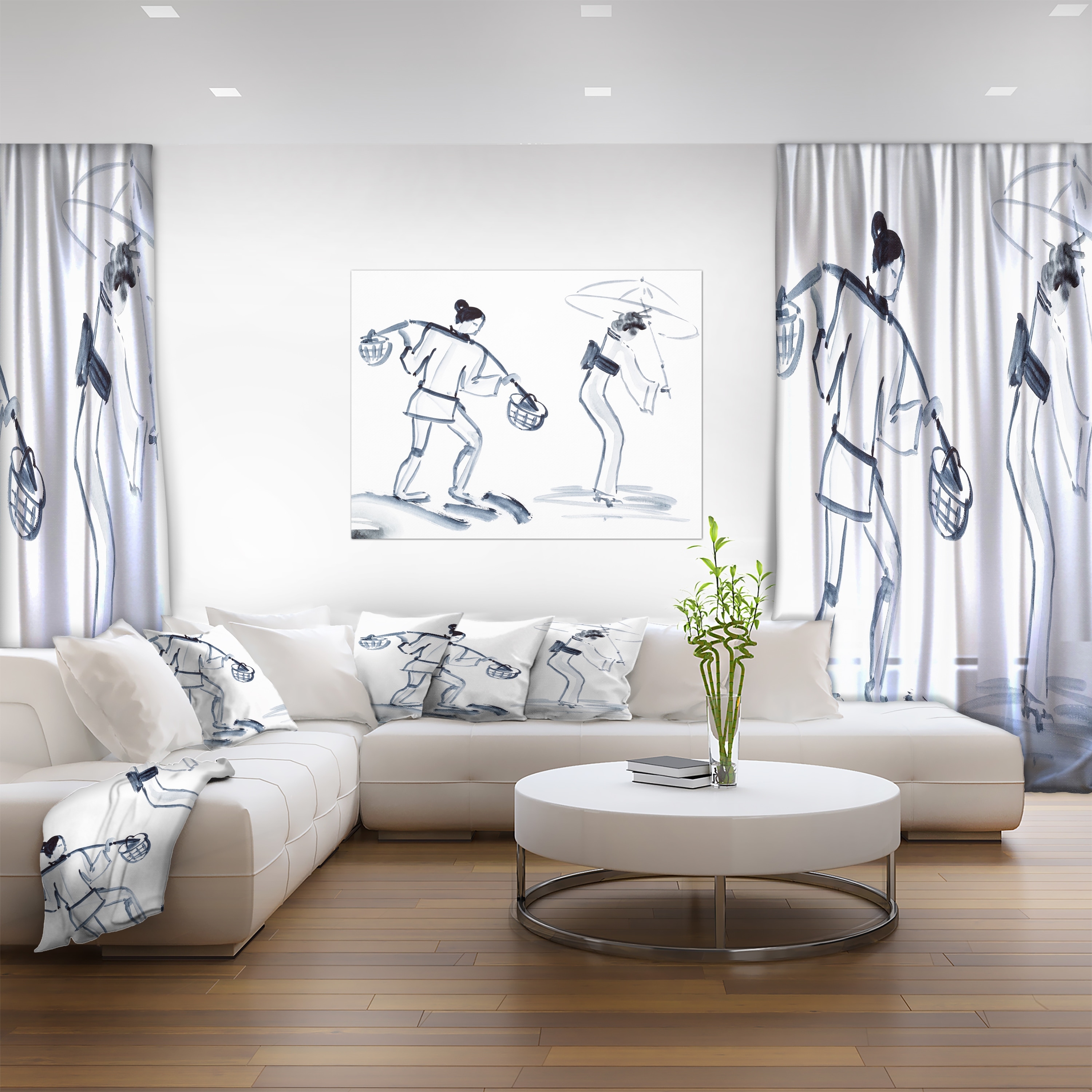 Designart Japanese Woman with Umbrella Glamour Canvas Print Wall Art-image