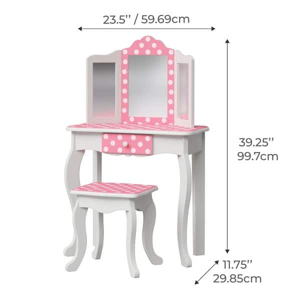Fantasy Fields Gisele Polka Dot Kids Vanity Table & Stool