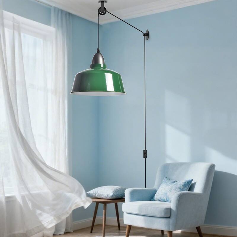 Farmhouse bulbs light green plug in light metal pendant light