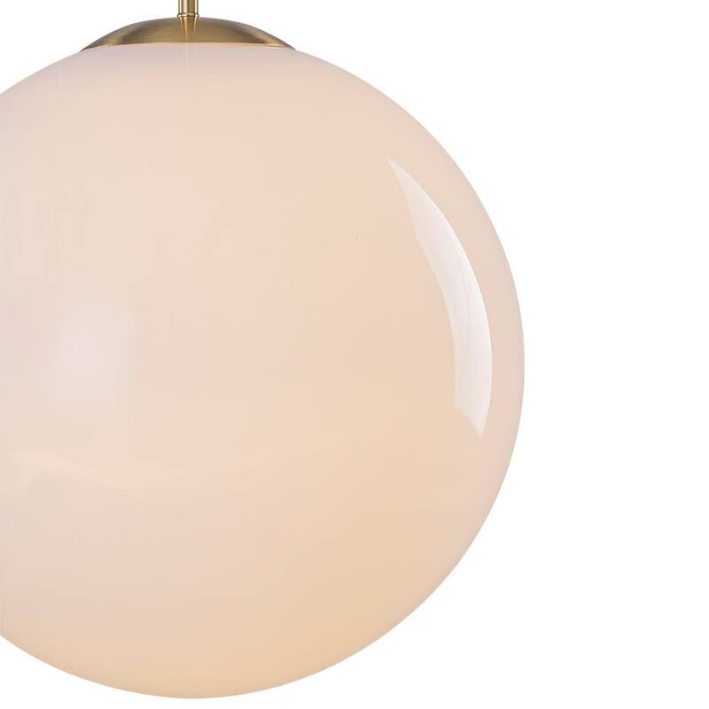 Modern Minimalist 1-Light Glossy Milky Glass Globe Pendant - 15.7 in