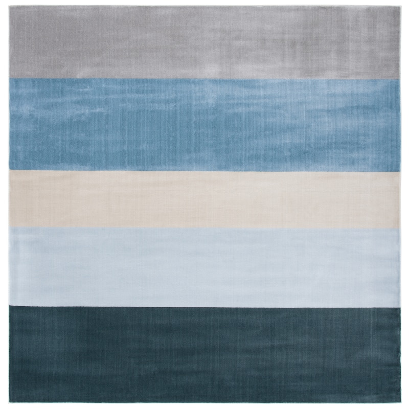 SAFAVIEH Orwell Katalin Modern Stripe Rug - 6'7" Square - Blue/Grey