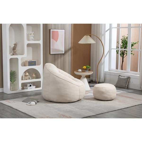 slide 2 of 4, Bean Bag Sofa Chair High Pressure Foam Bean Bag Chair for Adults, Lazy Sofa Chair with Padded Foam Padding & Footrest