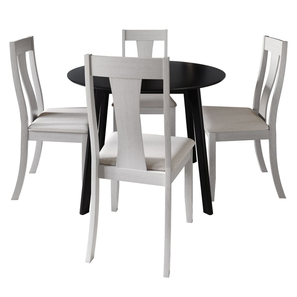 CraftPorch Vintage 4-Piece Chair and Round Table Wooden Dining Set