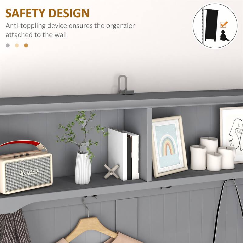 3-in-1 Hall Tree, Entryway Bench with Coat Rack