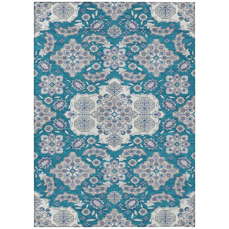 HomeRoots Medallion Traditional Rectangle Outdoor Rug