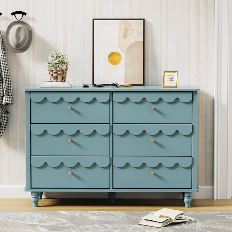 Whimsical Cloud Dresser with 6 Drawers Cute Kids Bedroom Storage