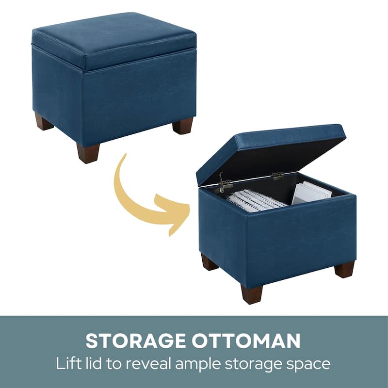 Elegant Storage Ottoman with Upholstered Seat and Concealed Storage Perfect for Organizing Small Living Spaces