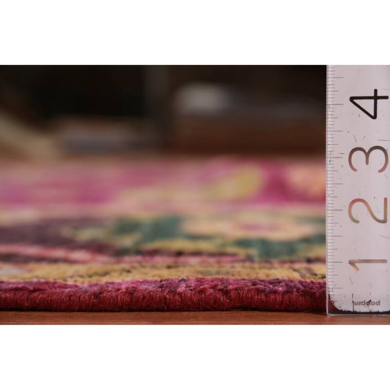 Hand Knotted Oriental 100% Wool Carpet Transitional All-Over Pink Oushak Area Rug - 9' 9'' X 8' 0''