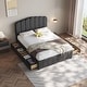 preview thumbnail 15 of 18, Upholstered Bed with 4 Storage Drawers,Wood Slat Support
