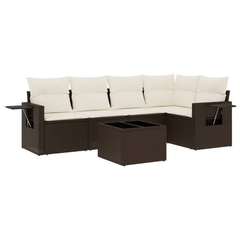 vidaXL Patio Sofa Set with Cushions Outdoor Conversation Furniture Poly Rattan