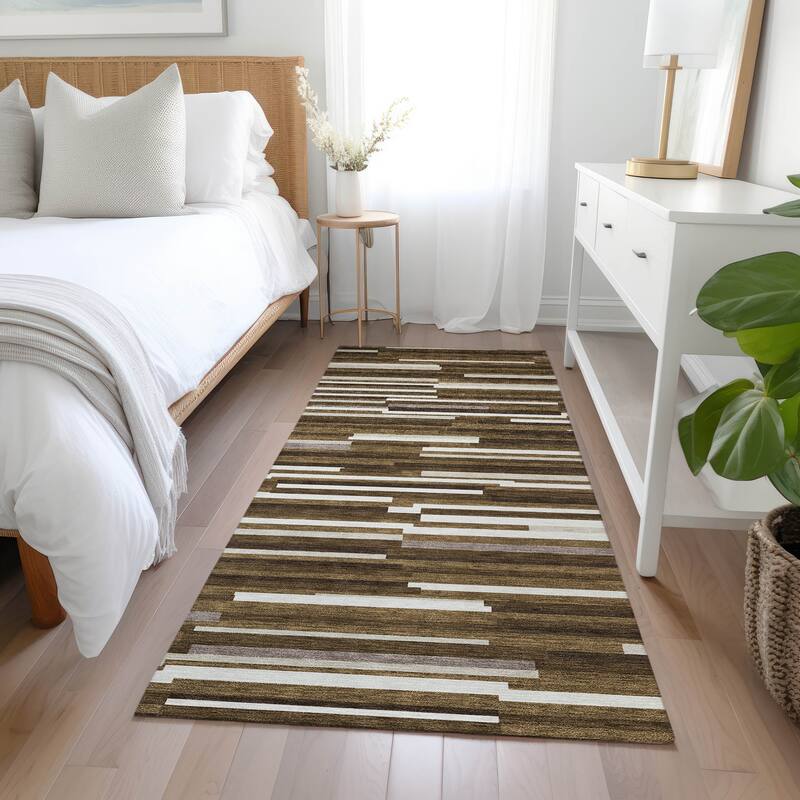 Machine Washable Indoor/ Outdoor Chantille Modern Stripes Rug