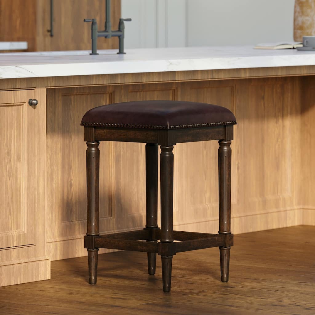 Manchester Solid Wood Square Upholstered Seat Bar Stool