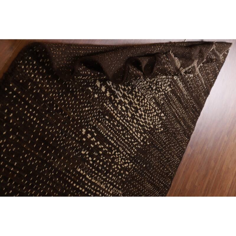 Hand Knotted Oriental 100% Wool Carpet Tribal Tribal Brown Moroccan Area Rug - 7' 11'' X 5' 8''