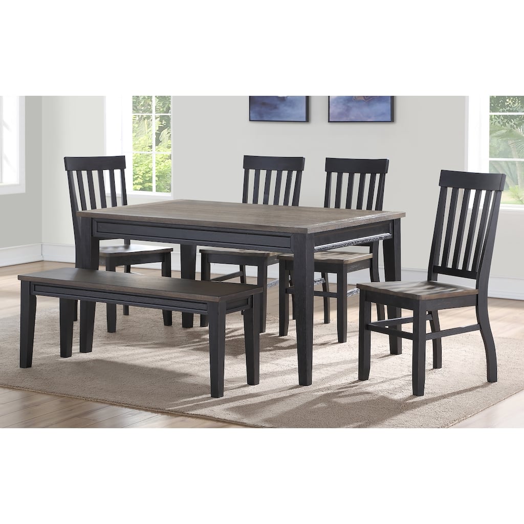 Steve Silver Ralston Two-Tone Ebony and Driftwood 6-Piece Dining Set