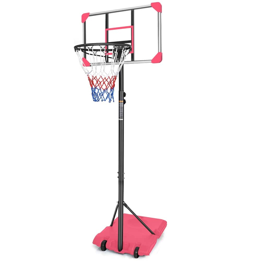 Roomfitters Portable Basketball Goal System with Stable Base and Wheels, Adjustable Height 5.6-7ft for Indoor Outdoor