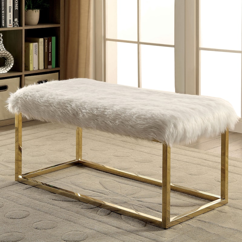 Tula Contemporary 40-inch Metal Entryway Bench by Furniture of America - White