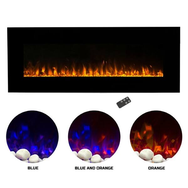 slide 2 of 6, Hastings Home 54" Electric Fireplace- Wall Mount, Front Vent, LED Flame Technology & Remote Control - 54” x 20” x 4.75”