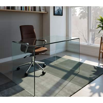HomeRoots 43" Clear Glass Computer Desk