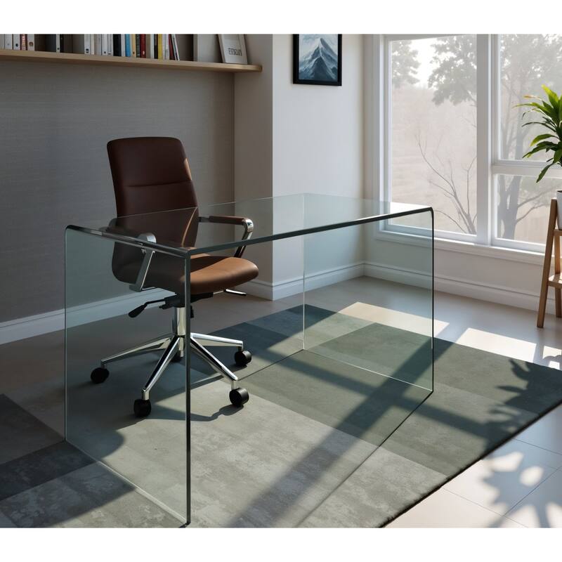 HomeRoots 50" Clear Glass Computer Desk - Clear