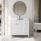 preview thumbnail 29 of 95, Vanity Art 36" Single Sink Bathroom Vanity Cabinet with Engineered Marble Countertop 36"/Matte Black Handle - Linear White