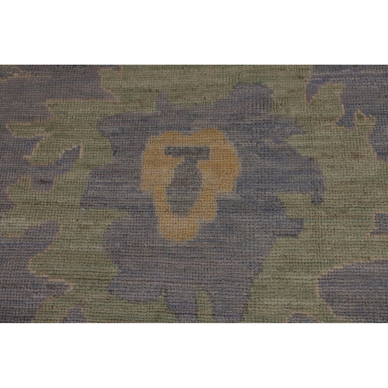 Blue Floral Oushak Turkish Large Rug Hand-Knotted Wool Carpet - 9'11"x 14'0"