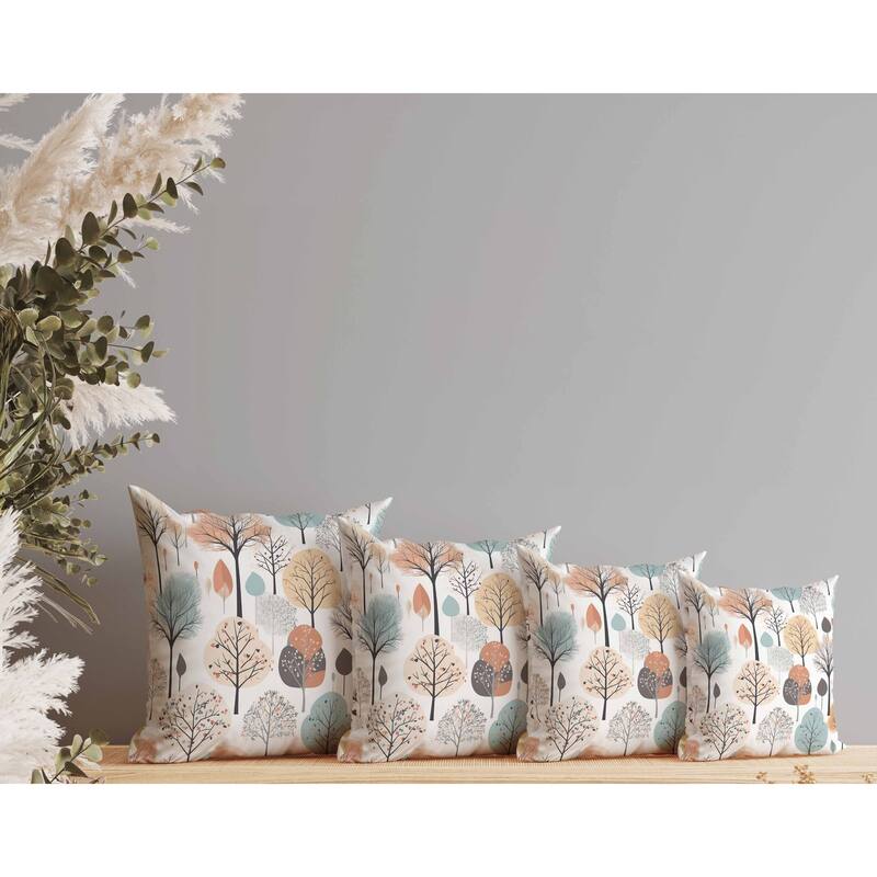 TreeTouched Prints Faux Suede Reversible Throw Pillow White and Pastel