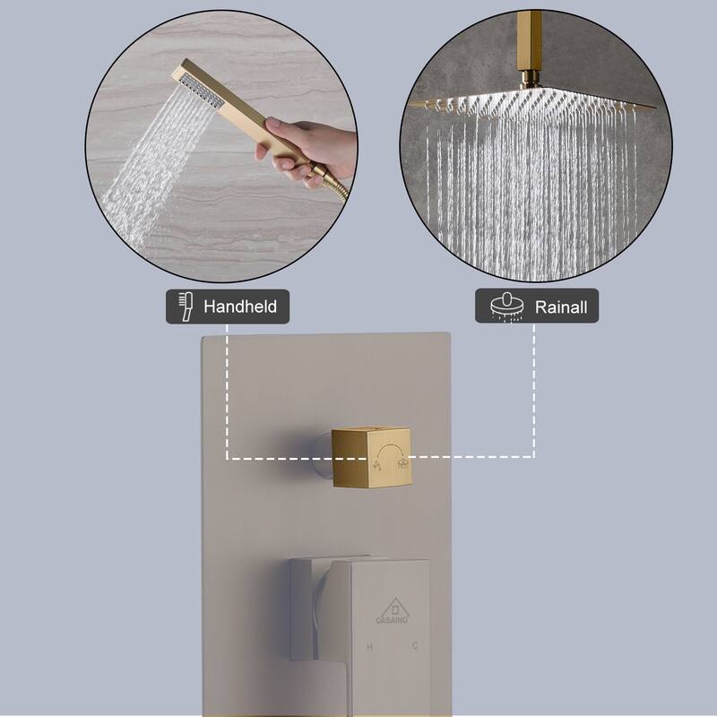 2 Function 10-inch Ceiling Mount Dual Shower Heads Shower System