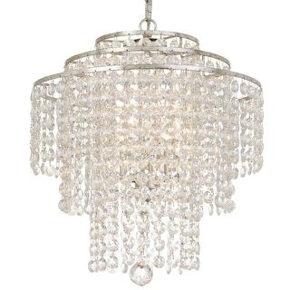 Arielle Crystal 18" wide Silver Chandelier - 18'' W x 20.5'' H - 18'' W x 20.5'' H