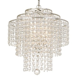 Arielle Crystal 18" wide Silver Chandelier - 18'' W x 20.5'' H - 18'' W x 20.5'' H