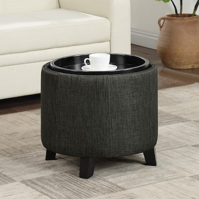 Storage Ottoman with Reversible Tray - Upholstered Seat with Hidden Storage, Serving Tray Top, and Stylish Home Accent Design