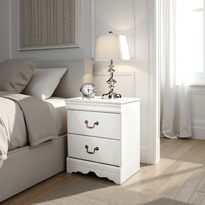 Roso Wide Dresser, Classic White, 25 Inch, 2 Drawers, Pewter Handles