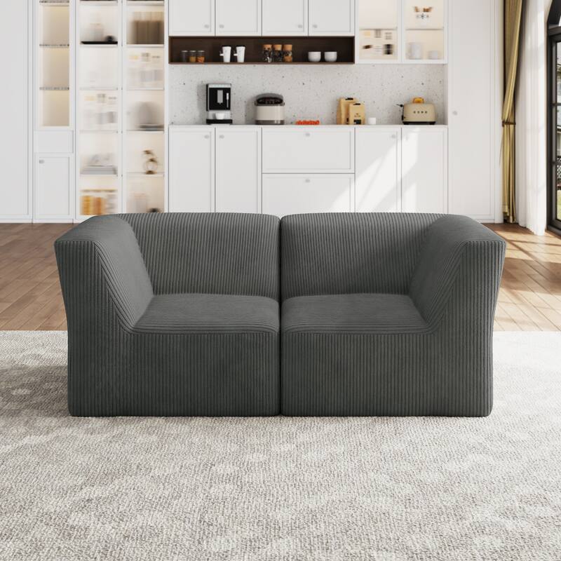 Modern Corduroy Fabric Loveseats Sofa Sectional Sofa