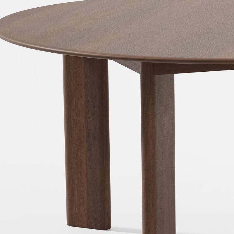 HomeRoots 59" Brown Solid Wood Round Top Dining Table - 58.50 in. x 29.64 in. x 58.50 in.