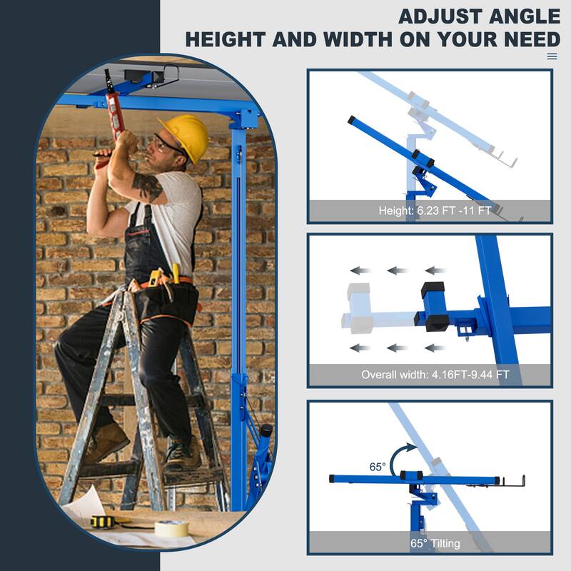 16FT Lift Drywall Panel Hoist Jack for Ceiling,Portable Lifter
