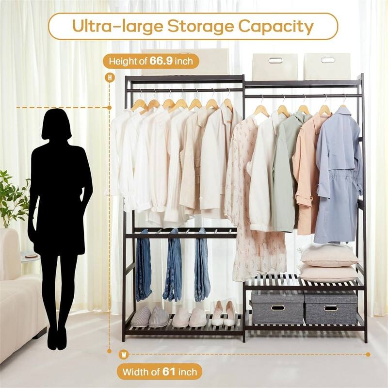 Clothes Rack Heavy Duty Garment Racks - 15.74"D x 61"W x 67"H