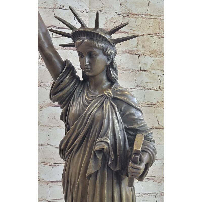 Statue Of Liberty Nyc Bronze Sculpture Statue Figure Replica On Marble Base