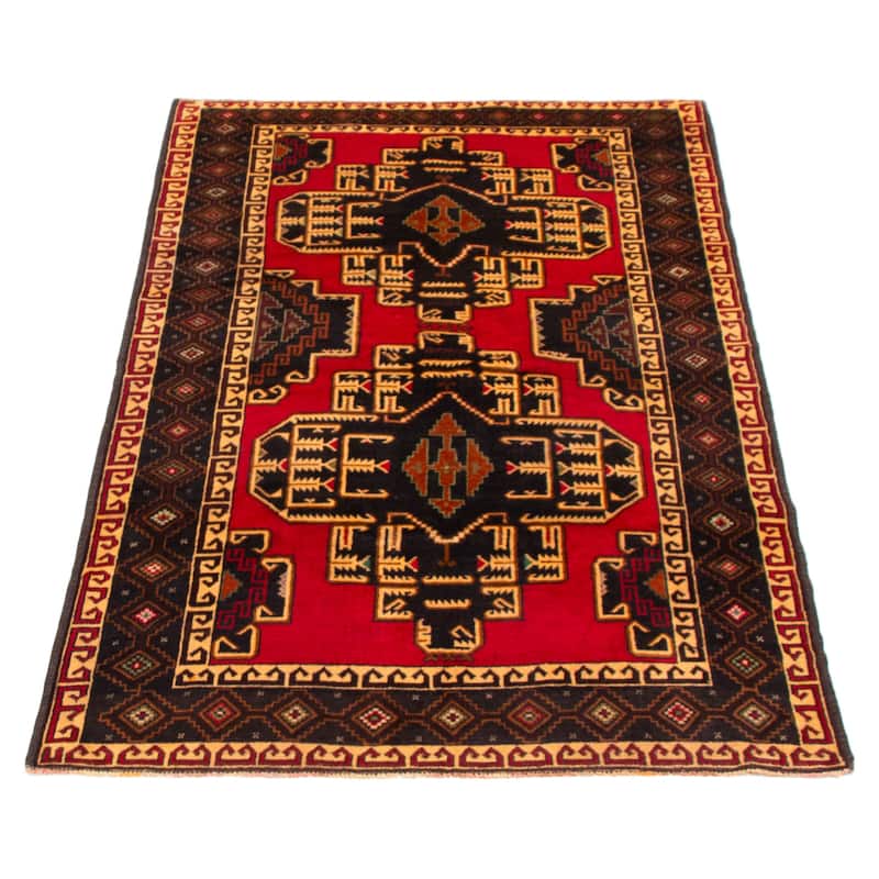 Teimani Red Rug 3'10" x 6'7" - 3'10 x 6'7