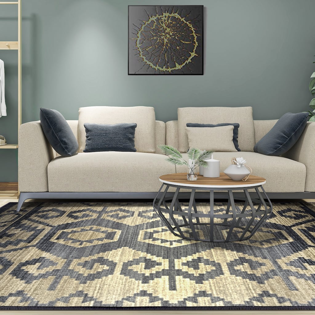 Superior Catori Geometric Boho Washable Non-slip Area Rug