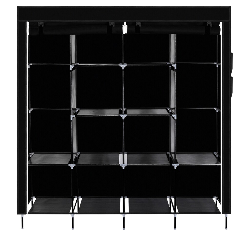 Gmnoy 67 Clothes Closet Portable Wardrobe Clothes Storage Rack 12 Shelves 4 Side Pockets Gray-169.5 x 44 x 168.5//181.5cm-4600g